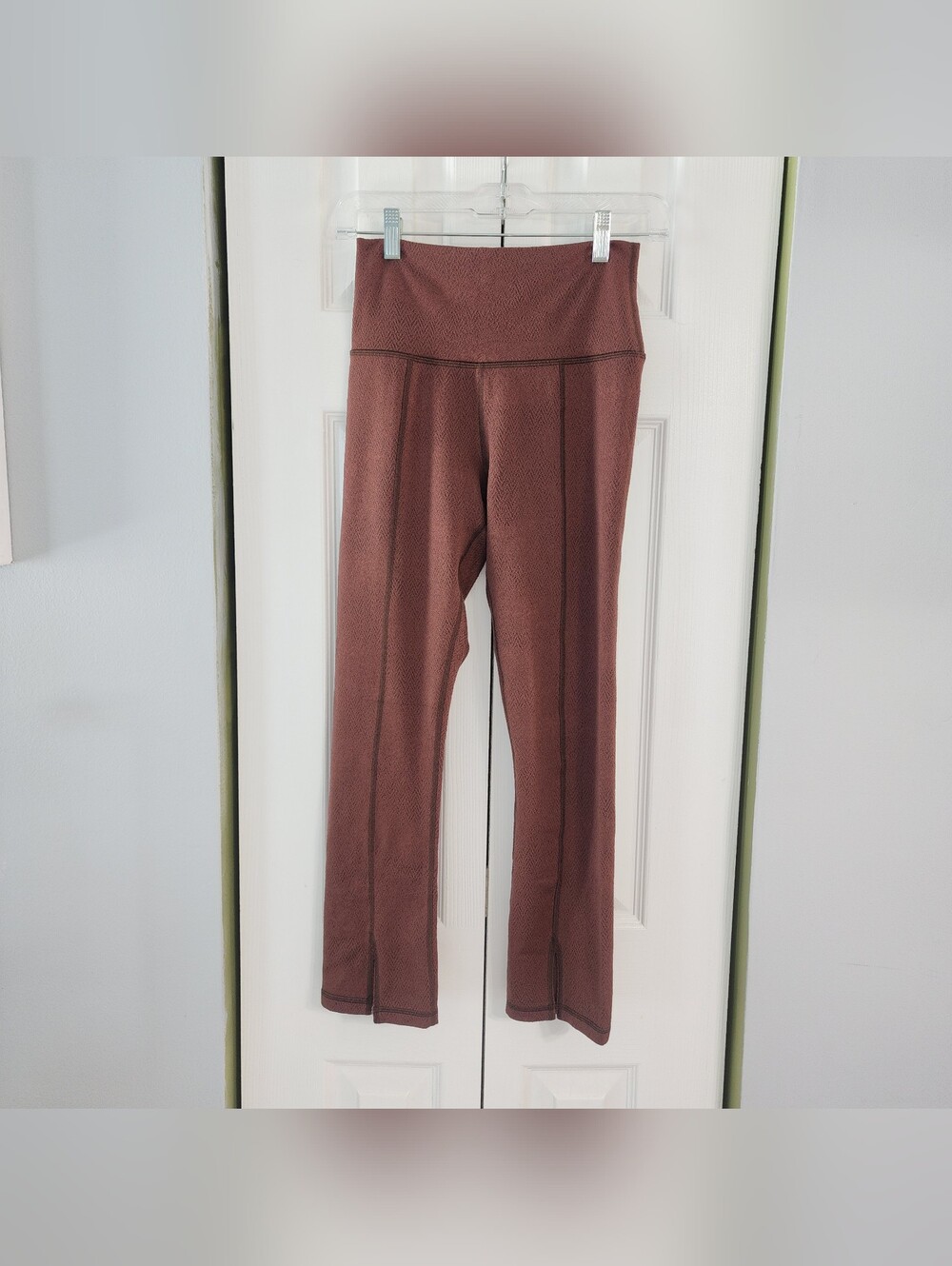 Rust Brown Fitted Knit Flare Leggings Size M Comfy Gym Wear
